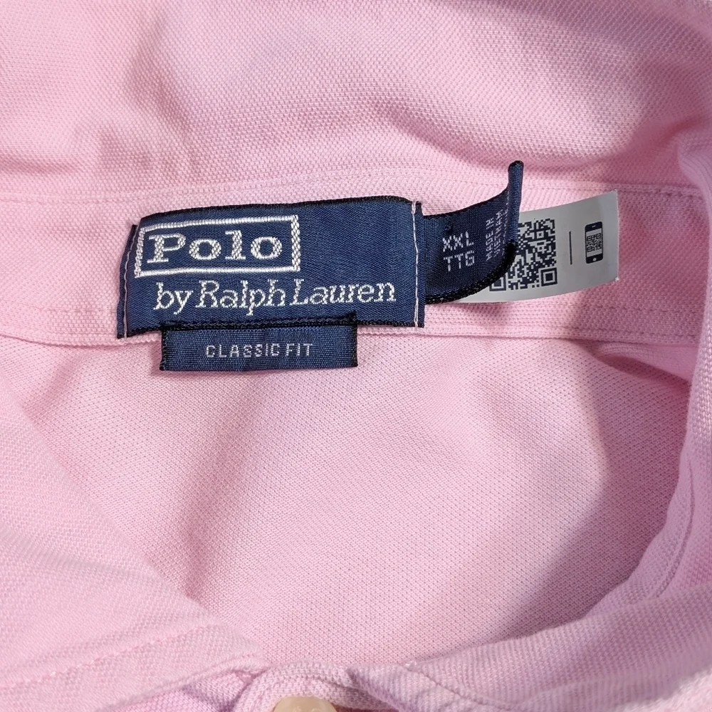 Pink Polo Ralph Lauren short sleeve three button pocket shirt, blue, tall